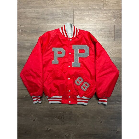 Delong Other - Vintage Delong Varsity Bowling Jacket Men Large Red Nylon Bomber Sportswear 90s